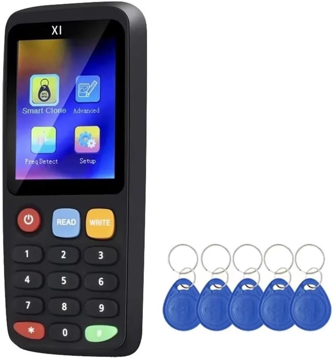 RFID Smart Chip NFC decoder duplicator en writer met 5 T5577 keychain labels voor badge cloneren en kopiëren van kaarten 125kHz 13.56MHz