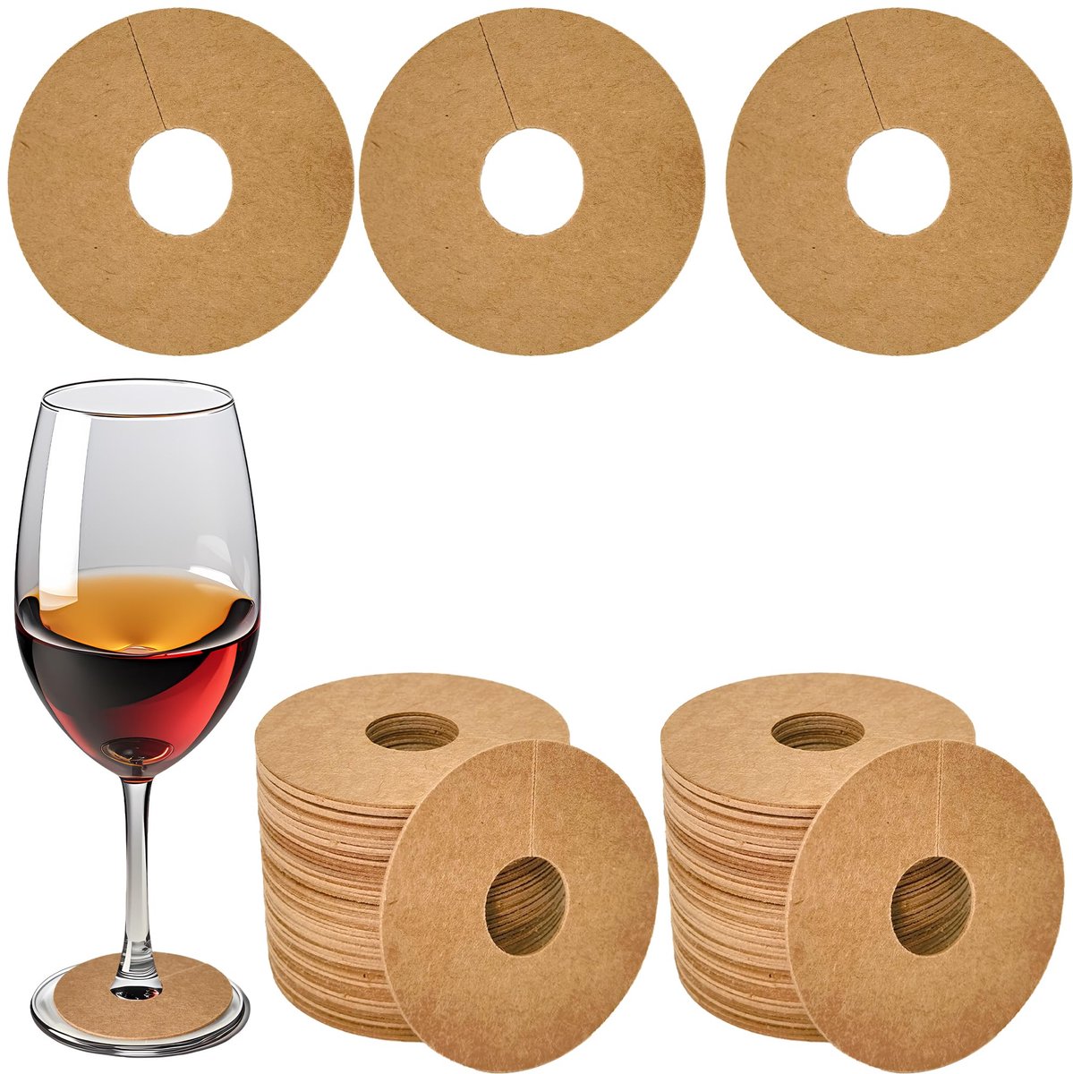 Wijnglas labels pakket van 100 - Kraftpapier markers - Identificatie voor feest - Makkelijk te gebruiken - ShopVlot