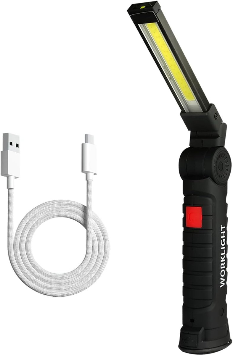 LED-werklamp - Zwart - NERO - Oplaadbare Draagbare Lamp met Magneet en Haak - Voor Auto, Camping en Noodgevallen