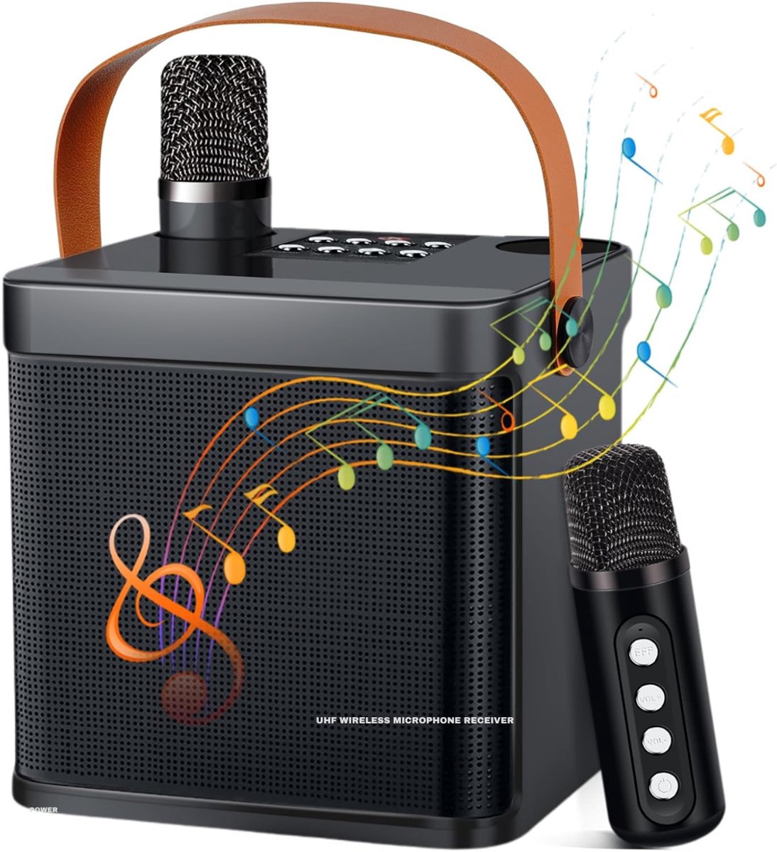 Allvia® Draadloze Microfoon met Box - Draadloze Microfoon - Microfoon Karaoke - met 2 Draadloze Microfoons - Draagbare Bluetooth-Luidspreker - Zwart - 14cm x 16cm x 16cm