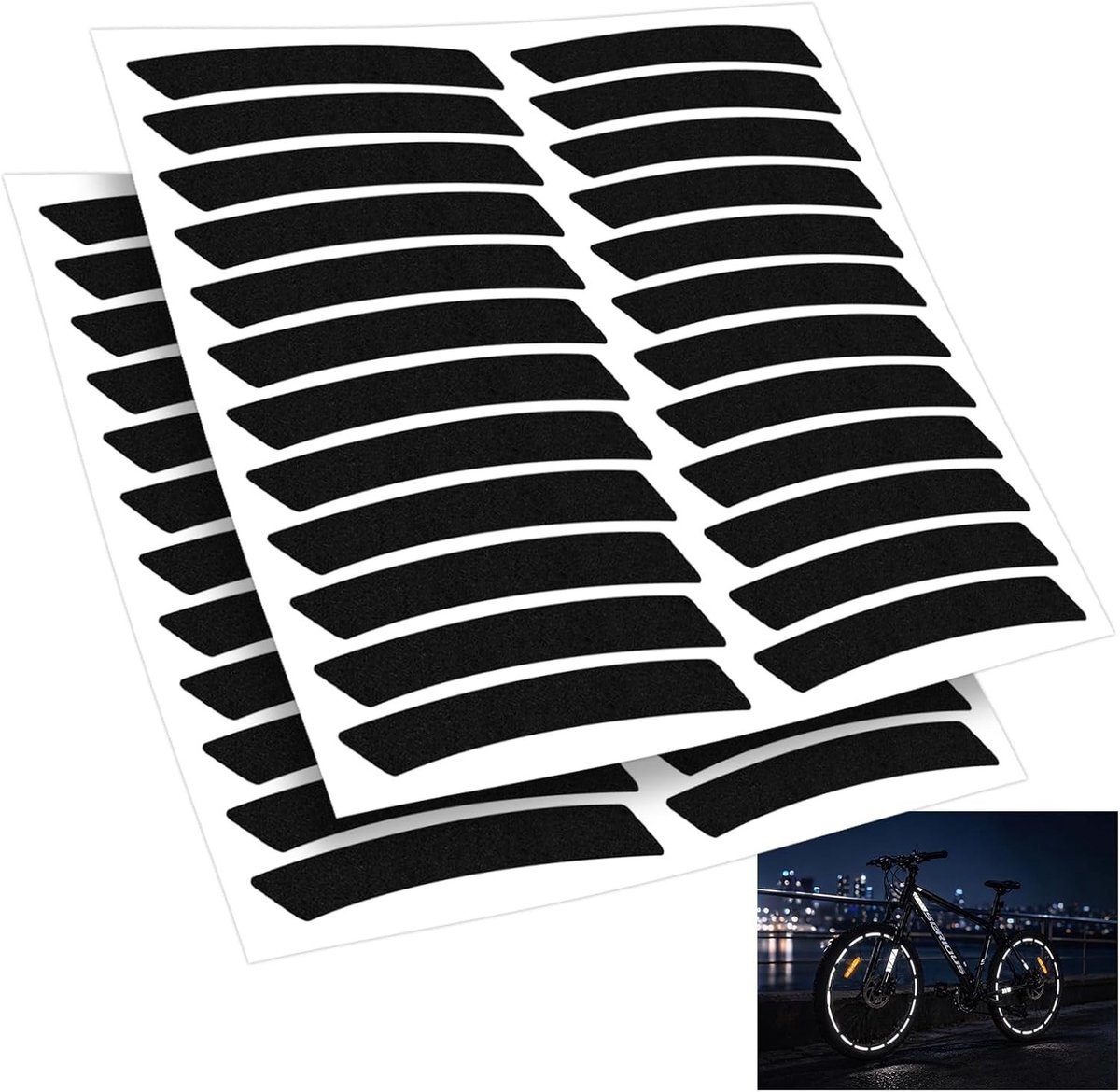 Reflecterende Stickers voor Fietsen en Motoren, Set van 64 Zelfklevende Luminous Stickers voor Helmen, Rugzakken en Velgen