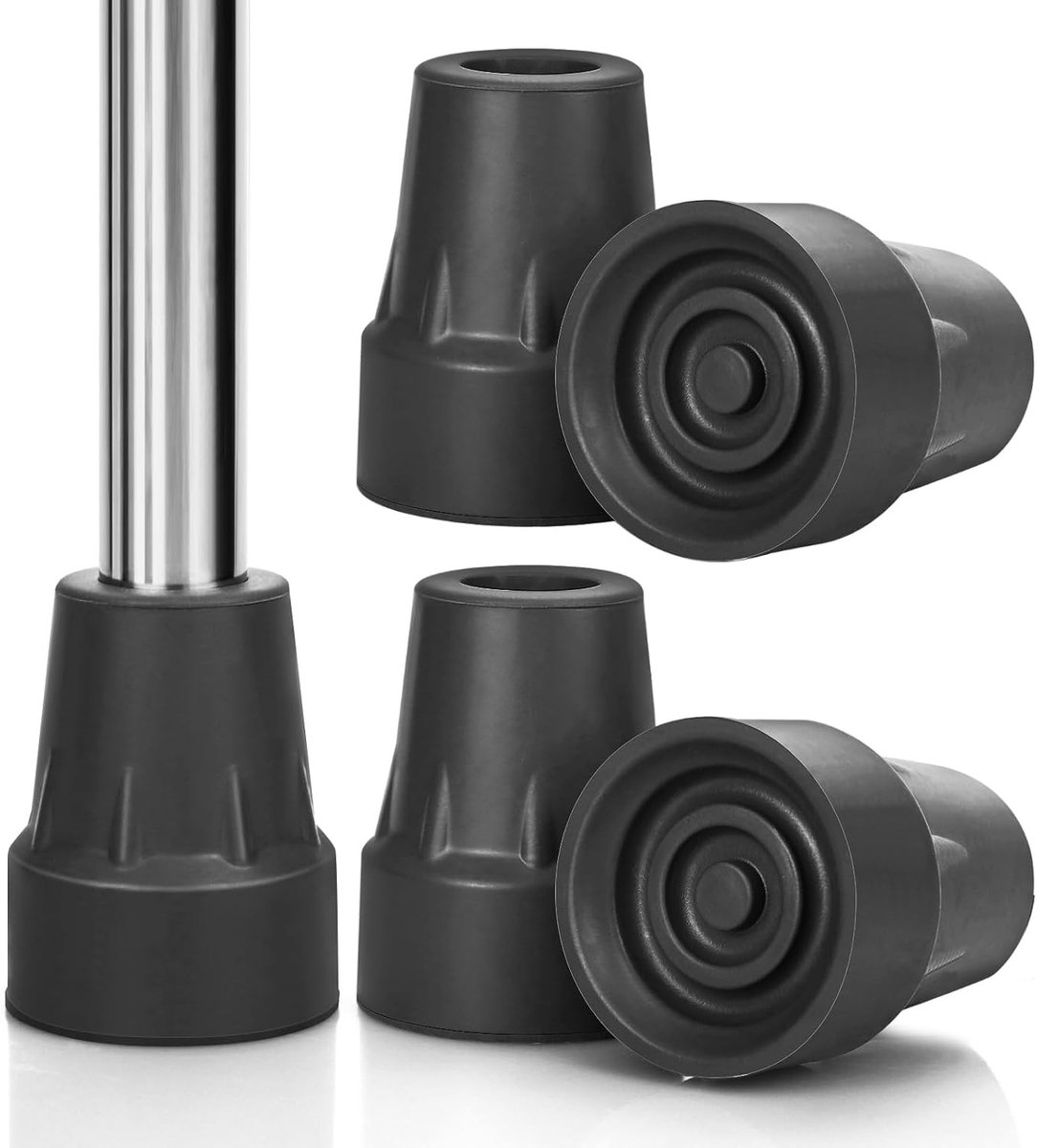 Set van 4 Antislip Rubber Voeten voor Stoelen, Beschermende Caps voor Loopstokken, Duurzame Rubber Buffers en Stootdempers