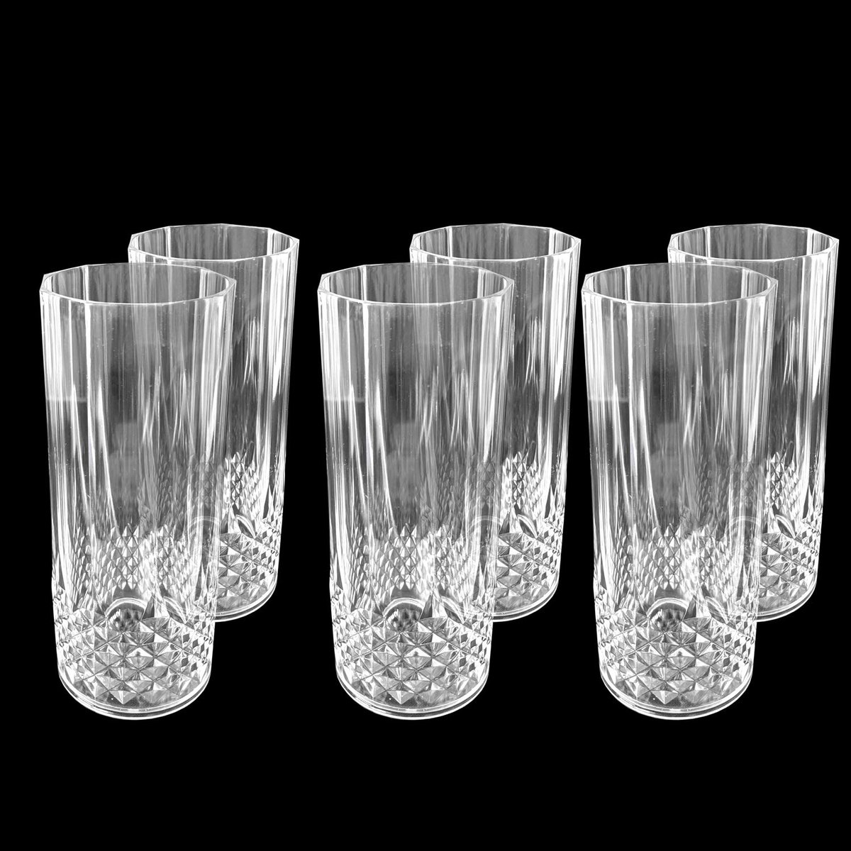 Longdrinkglazen 400 ml - kunststof met kristaleffect - set van 6 - ideaal voor cocktails - ShopVlot