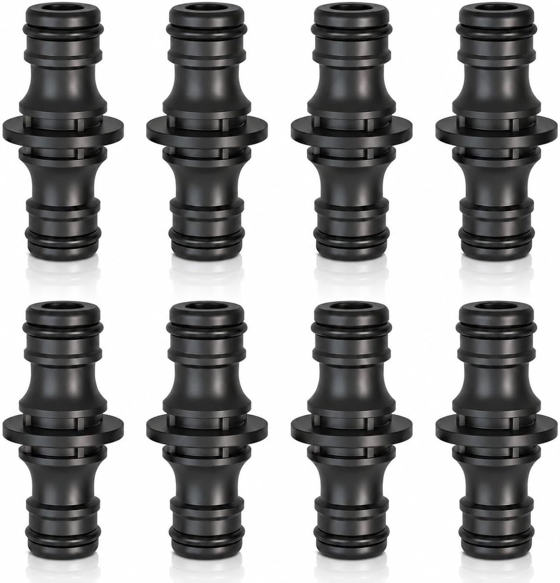 Dubbele mannelijke connector voor slang, 1/2 inch snelkoppeling, 8 stuks waterdichte irrigatieslangadapter voor tuin en irrigatie, ideaal voor verlenging en aansluiting.