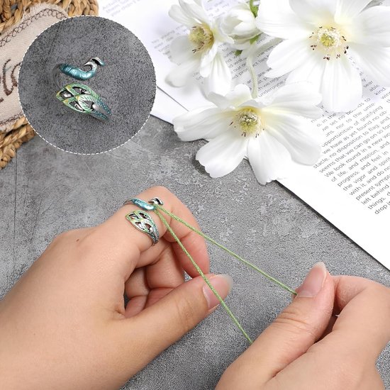 Set van 7 Haaknaalden met Vinger Ringen voor Breien en Haken - Verstelbare Ringen voor Wol, Accessoires voor Creatieve Projecten en Cadeaus voor Moeders en Grootmoeders — afbeelding 3