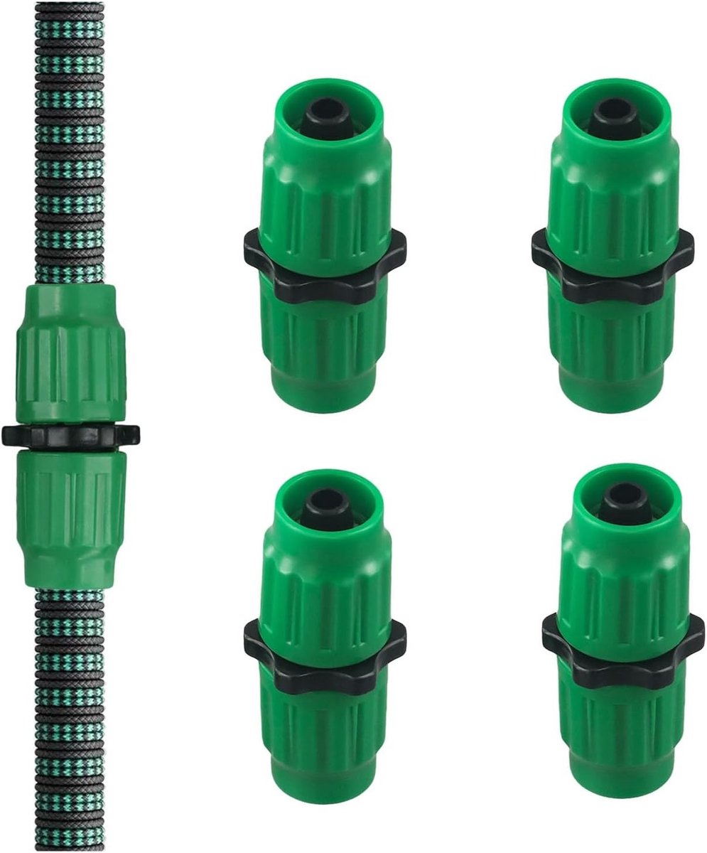 Reparatieset voor Uittrekbare Tuinslangen met Slangkoppelingen voor 25, 50 en 75 Meter, 4 Stuks