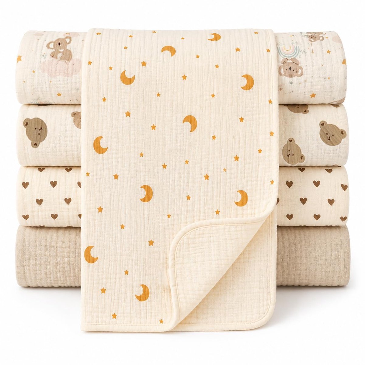 Hydrofiele doeken baby 5 stuks - katoen - zachte absorptie - ideaal voor voeden - ShopVlot