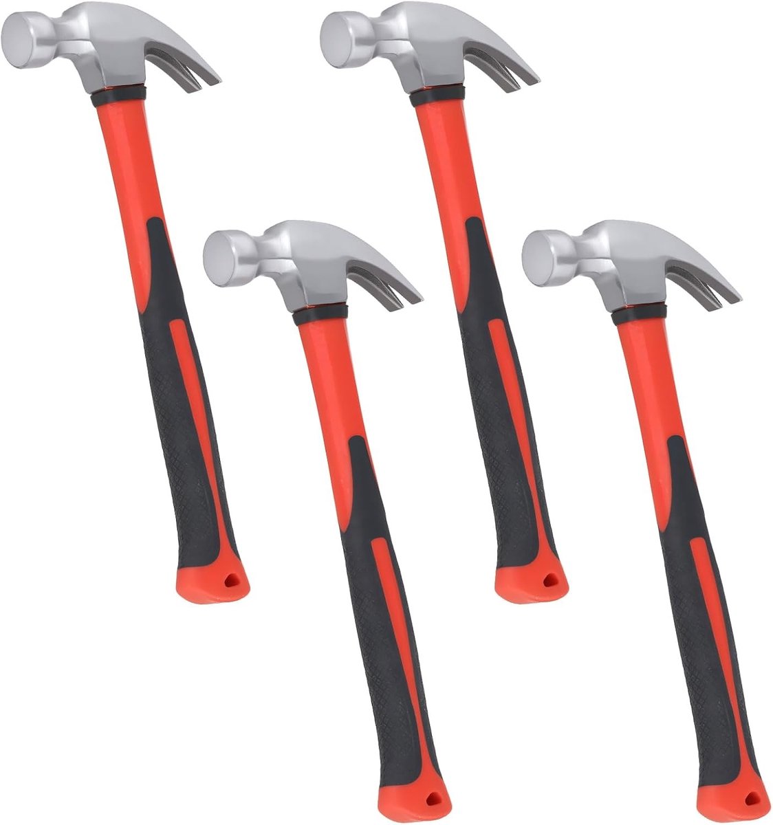 Krachtige Klauwhamer 8 oz, 280 x 110 mm, 4-delige Set met Ergonomische Grip voor Diverse Klussen