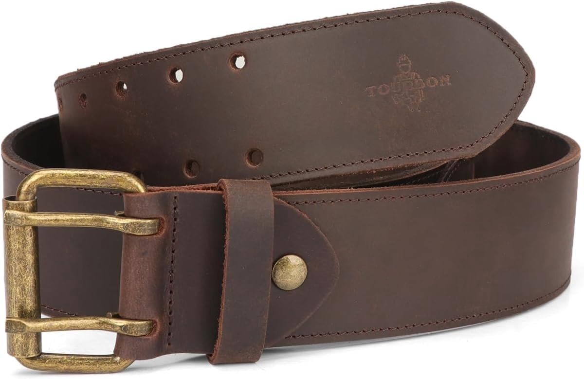 Tourbon Genuine Leather Belt for Men and Women, DIY Tools, Workshop, 5 cm Wide, Brown, 136.5 x 6.5 cm - ShopVlot