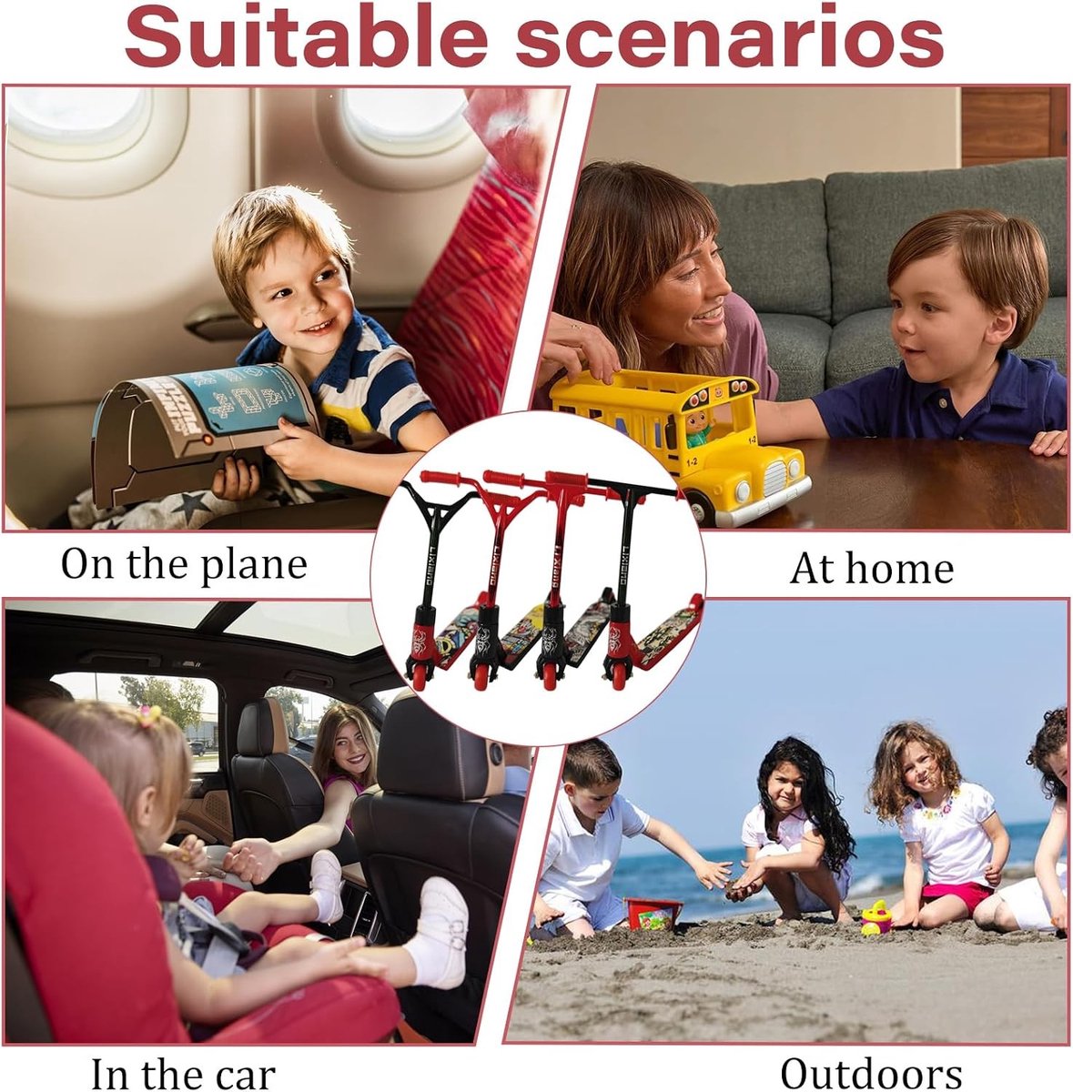 Mini Skateboard Speelgoed voor Kinderen - 4 Stuks Vinger Skateboard Cadeaus, Perfect voor Verjaardagen en Speelplezier
