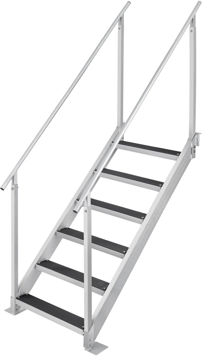 ByRoos Bootladder - 6 Treden - Zwemtrap Aluminium - Zwemladder Boot - Steiger Ladder - Verstelbare Hoogte - Zwembad Trap - Zilver