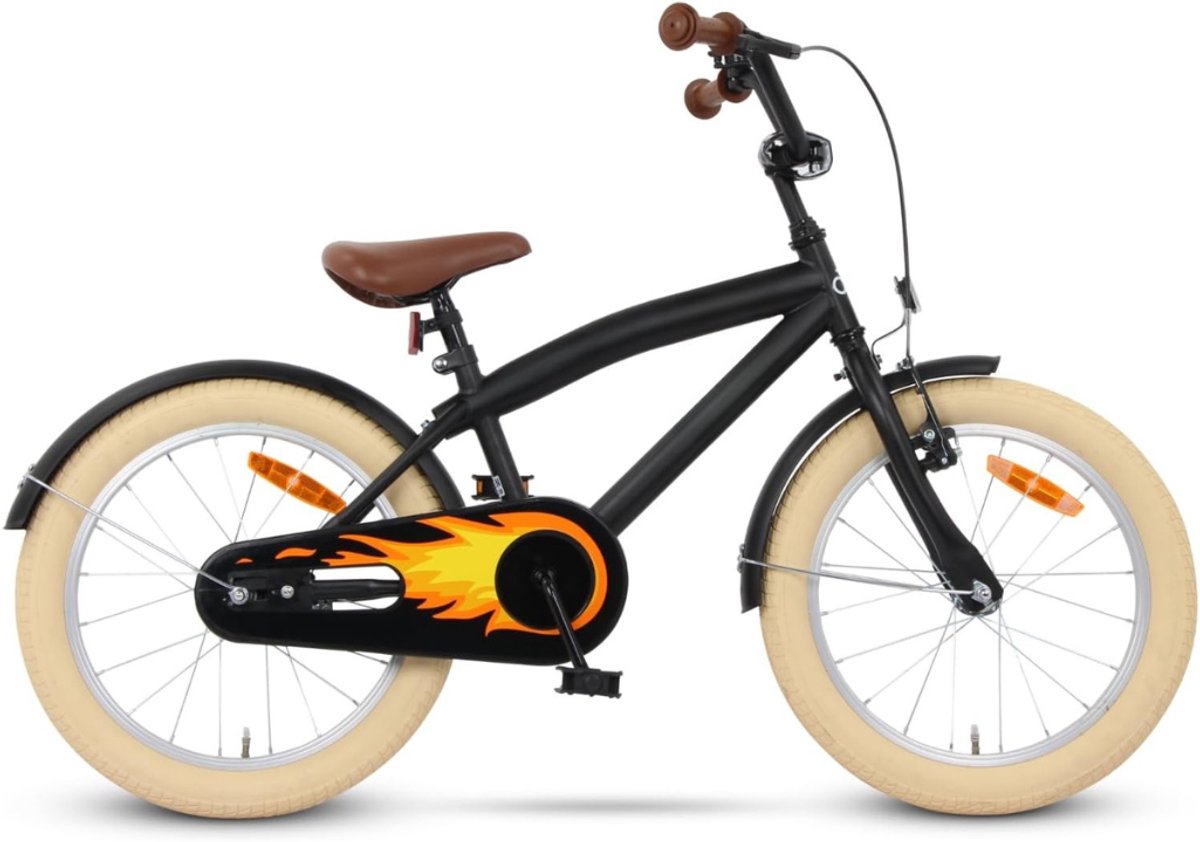 Allvia® Kinderfiets 18 Inch - Kinderfiets 16 Inch - Fiets - Verstelbaar Zadel en Stuur - 110-123 cm - Zwart - 125 cm x 66 cm x 18 cm