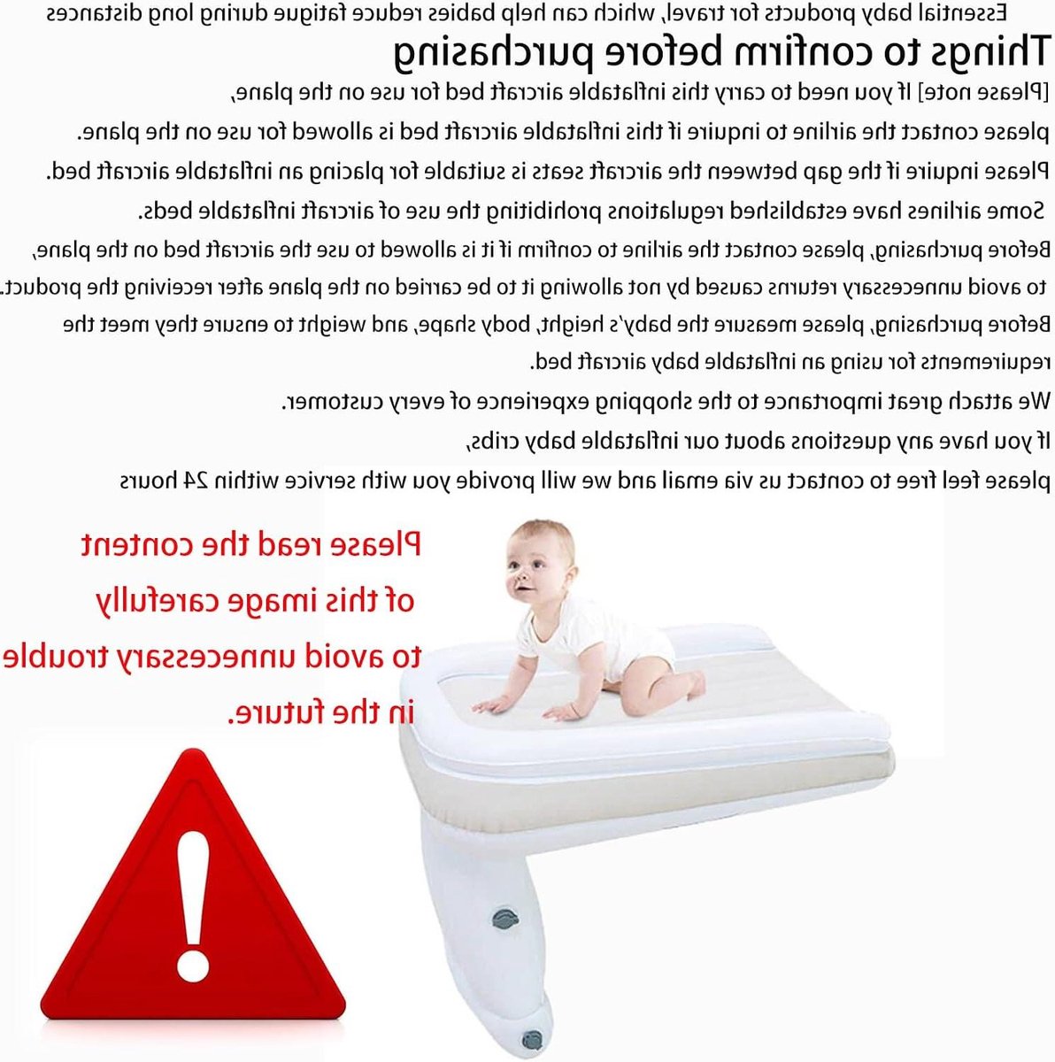 Opblaasbaar vliegtuigbed - Reisbed peuter - Comfortabel reizen - Veiligheidszijhekken - 80 x 50 cm - Wit