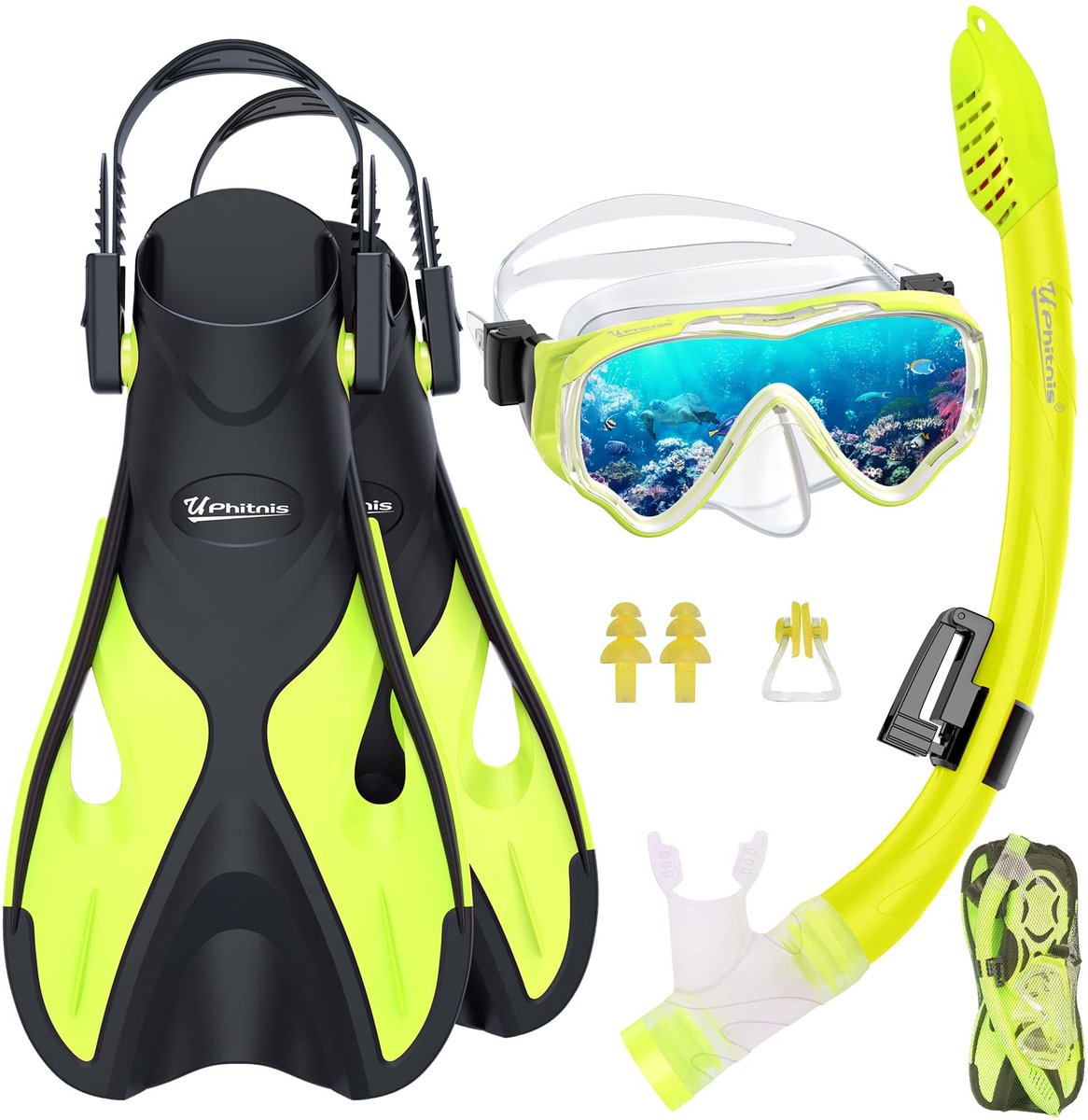 Snorkelset voor kinderen 3-in-1 - panorama-duikbril 180 graden - verstelbare zwemvliezen - anti-condens - ShopVlot