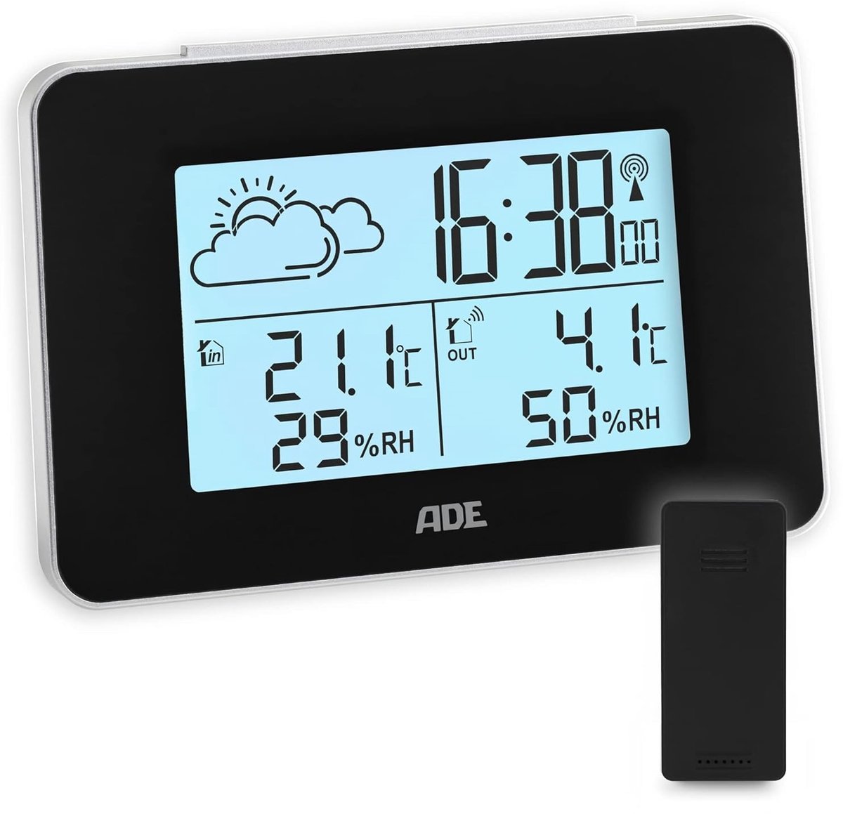 Digitaal Weerstation - Zwart - Compact - Draadloos met Buitensensor - Voor Binnen en Buiten