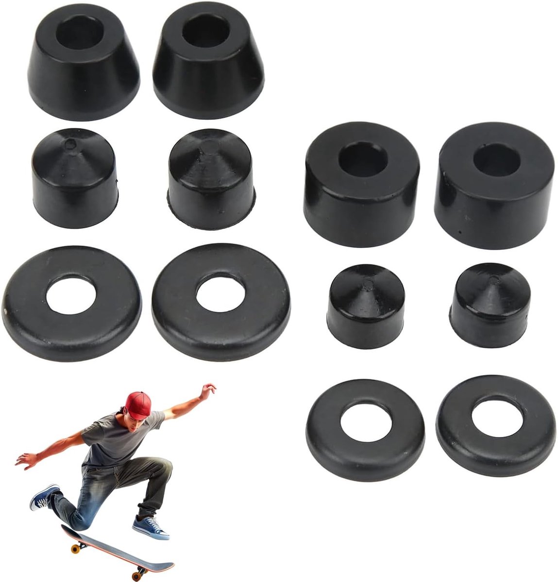 Skateboard Schokdemper - Zwart - 24 mm - PU Schokbestendig Pad voor Longboard en Skateboard