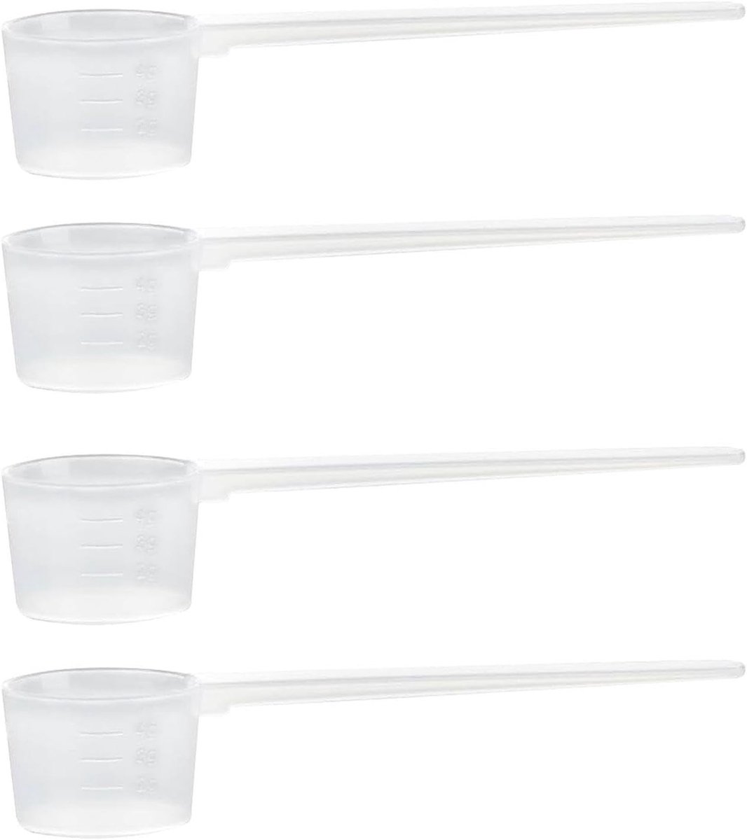 Set van 4 Transparante Plastic Lepels voor Nauwkeurig Meten, Ideaal voor Keuken, Specerijen en Poeders