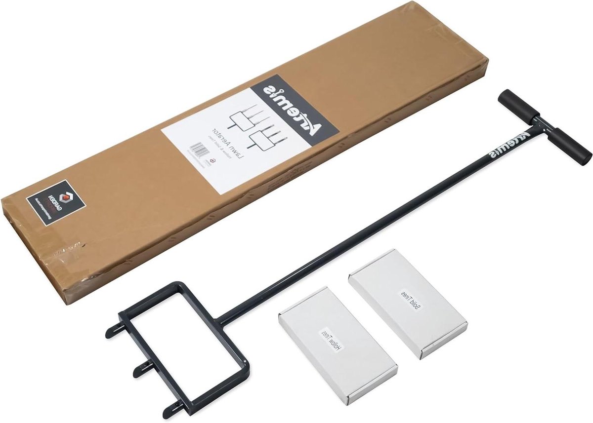 Gazonbeluchter - Grasventilator - Gazononderhoud - Inclusief holle massieve tanden - 106 cm lang - Zilverkleurig