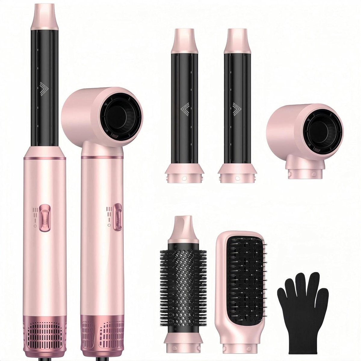 Haarstyler 5-in-1 - Luchtstyler Krultang - Thuis Kapsels Maken - Coanda Technologie - 27 x 20 x 7 cm - Roze