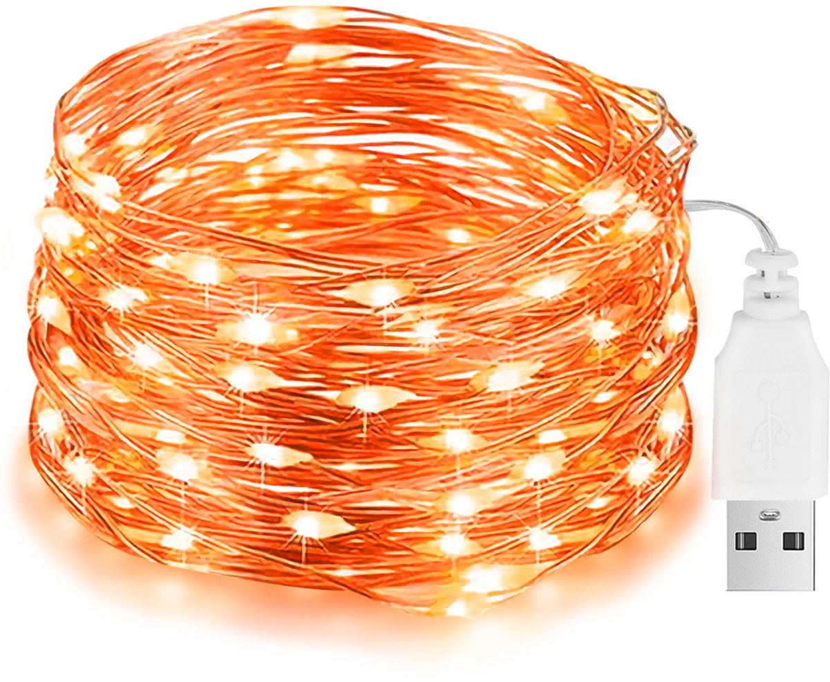 Led-lichtsnoer 10 m - oranje lichtketting - 100 leds - IP65 waterdicht - perfect voor Halloween - ShopVlot