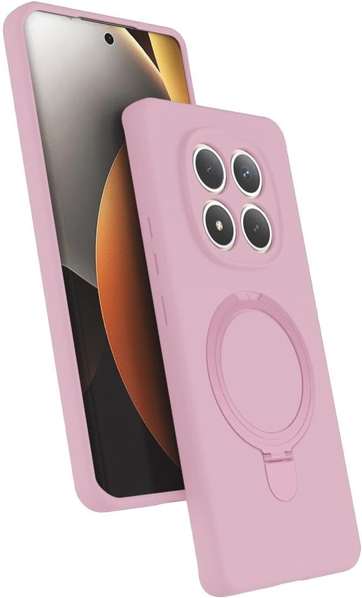 Hoesje Geschikt voor Xiaomi Redmi Note 15 Pro 5G Hoesje Licht Roze – Zachte Siliconen Backcover met Ring – MagSafe Geschikt – Slim & Beschermend