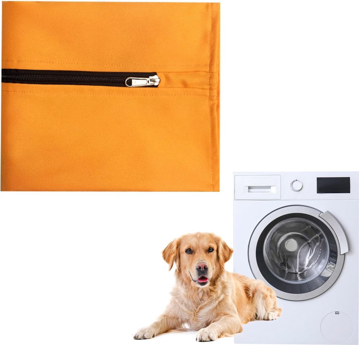 Honden en katten waszak voor de wasmachine, haarverwijderaar, voorkomt verstopping door dierenharen, oranje 22x19,7 cm