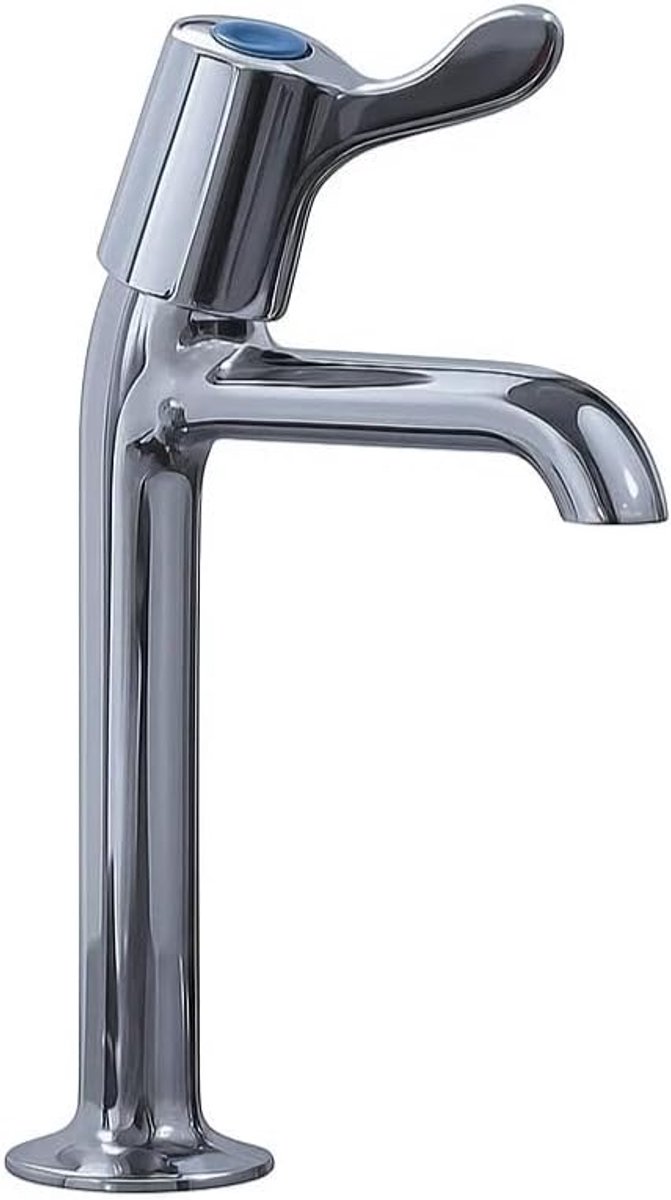 Clever Performa 2158QT Hendelkraan Koud - Kwartdraai Chroom Kraan, Massief Messing Constructie, Blauwe Dop - ShopVlot