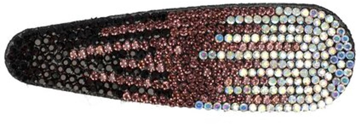 Haarsoires Haarspeld Klikklak 8cm - Glitter Steentjes - Bruin Zilver - Haarclip Speldjes - Makkelijk in Gebruik - Haaraccessoires voor Volwassenen & Kinderen - Hair Clip - Decoratieve Haaraccessoire