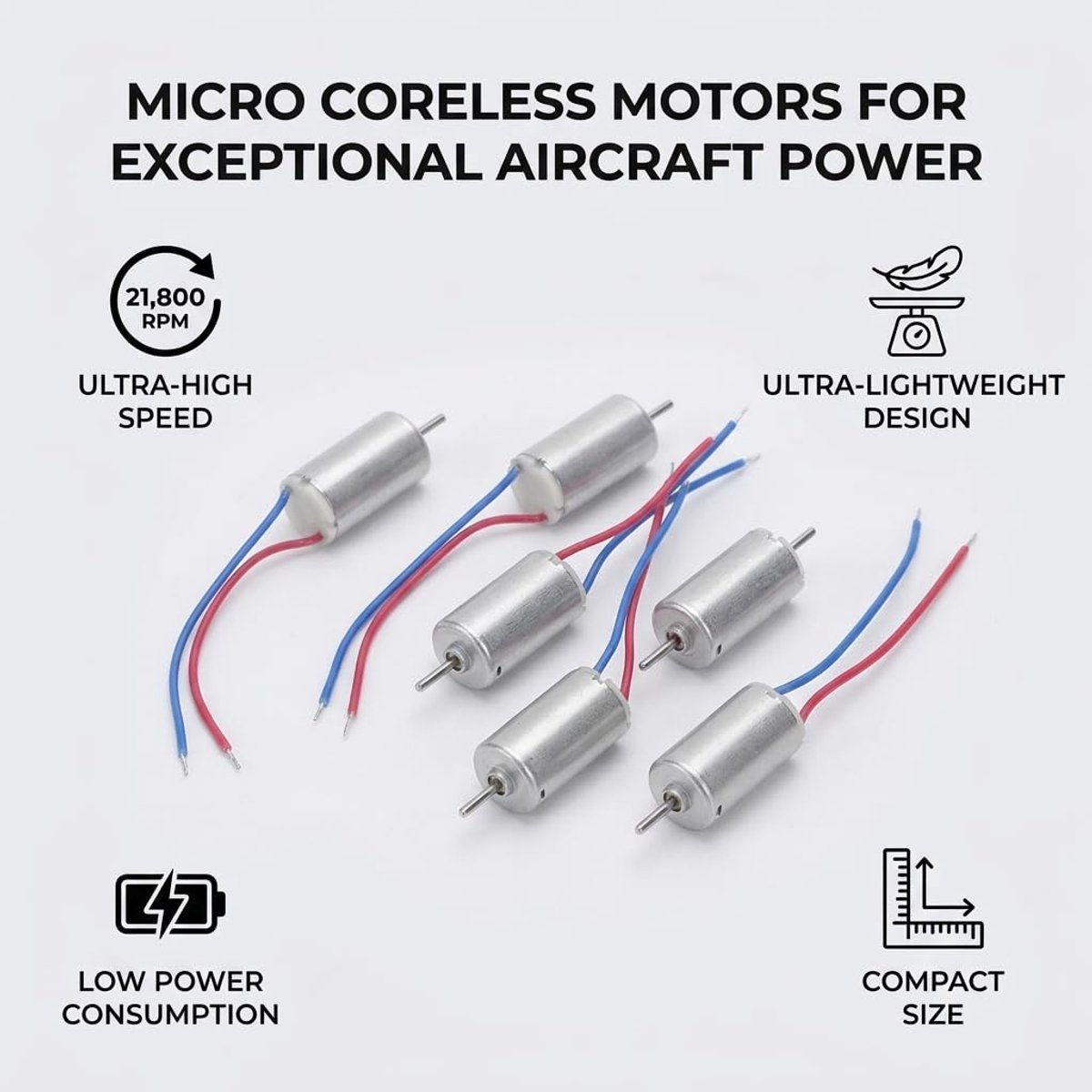 SnelShoppen - Micro Coreless Motor 6x12mm 3.7V 21800RPM - 5 Stuks voor Modelvliegtuig, Speelgoedauto, Quadcopter en DIY Projecten