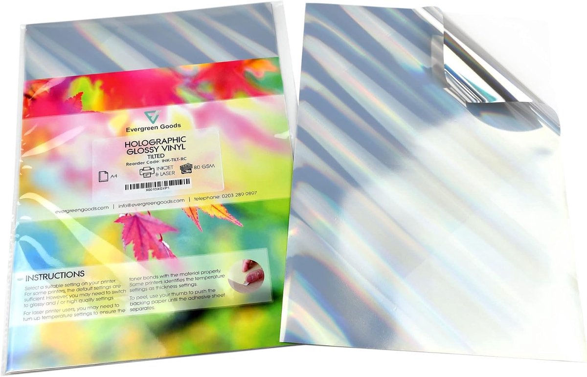 Evergreen Goods A4 Holographic Silver Printable Vinyl (Tilt Pattern) - ShopVlot
