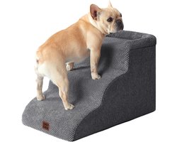 EHEYCIGA Stair Ladder for Dogs 3 Treads, Dog Ramp for Bed and Sofa, Gray - ShopVlot