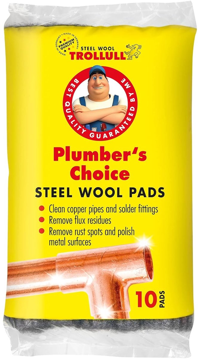 Stalen Wol Pads - Medium - 10 Stuks - Voor het Reinigen van Metalen Oppervlakken - Voor Loodgieters en Metaalbewerking