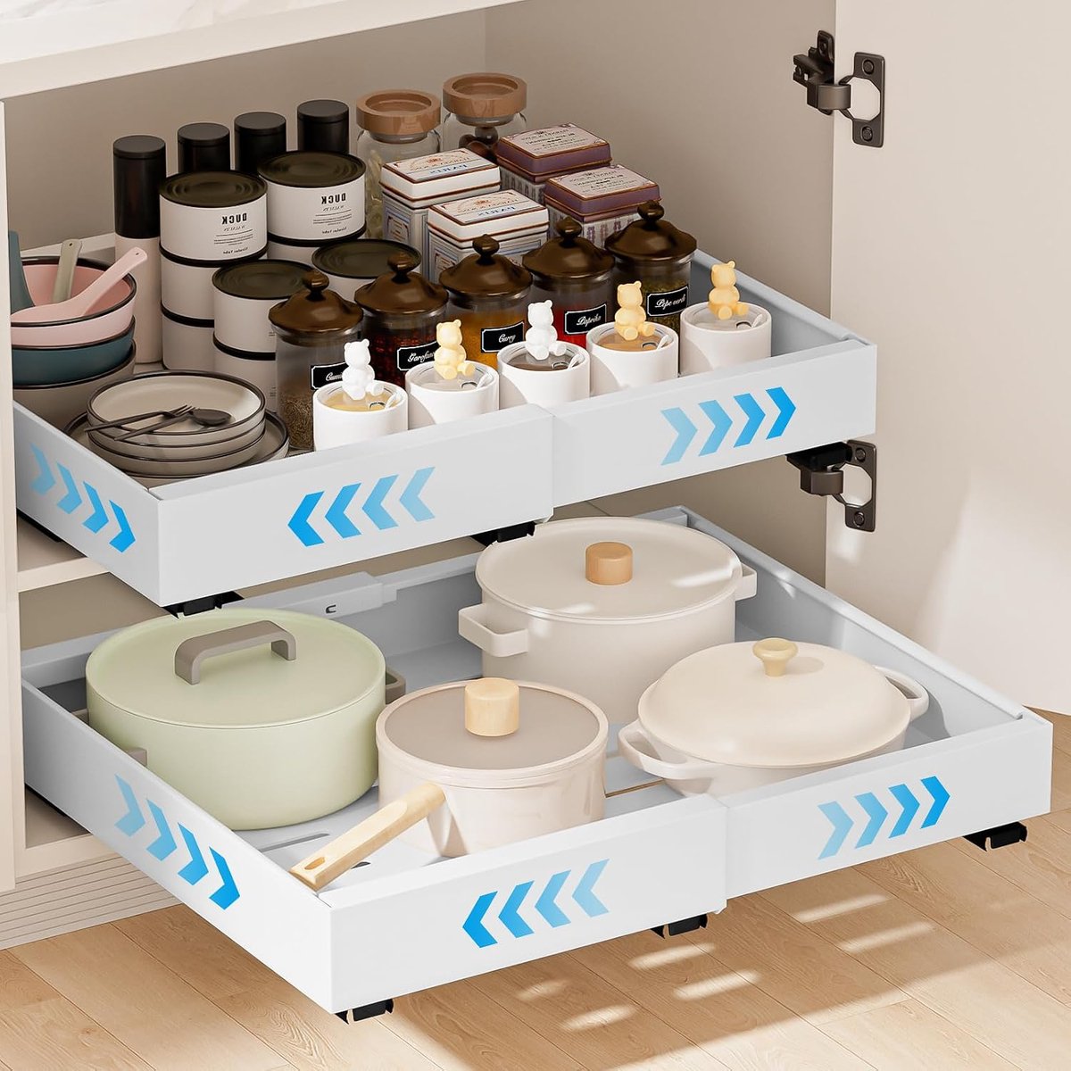 2 Pcs Telescopic Drawer, Pull-Out Drawer, Kitchen, Pull-Out Drawers, Kitchen Cupboard, Organizer, Kitchen, Pull-Out - ShopVlot