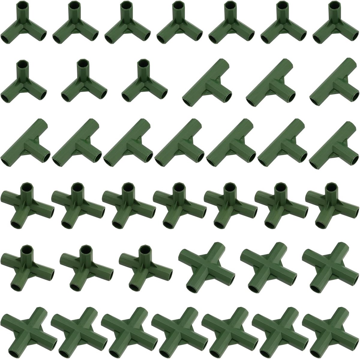 40 Stuks 11mm Kassenframe Connectoren, Tuin Hoekverbindingen, Kunststof Verbinders voor Bloemenstandaards en Kassenbouw, 3-Weg en 4-Weg Verbindingen