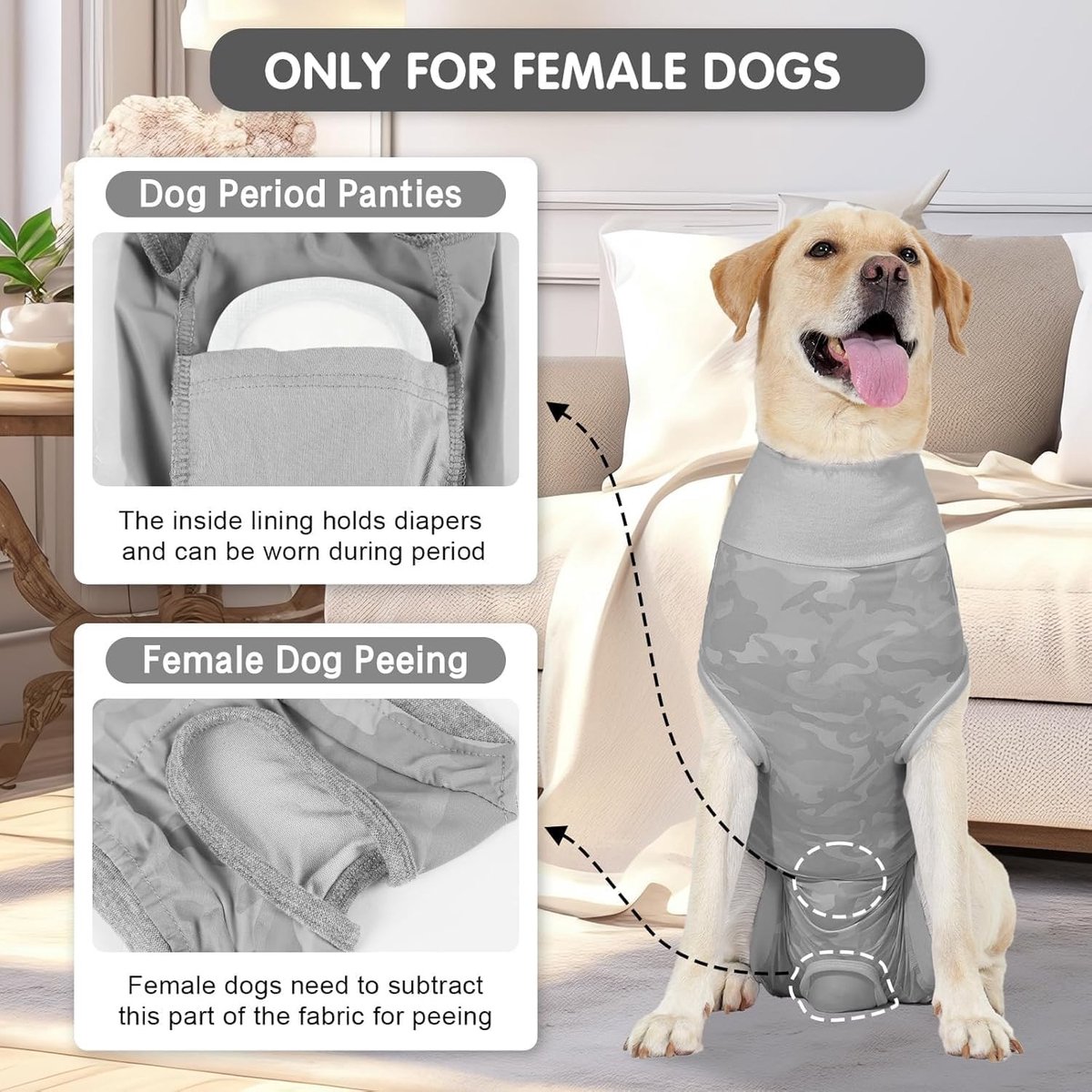 Herstelpak voor Honden, Geschikt voor Mannen en Vrouwen, Wondbeschermer en Alternatief voor E-Collar, Comfortabele Pyjama voor Honden met Voorpoten, Elastisch en Ademend