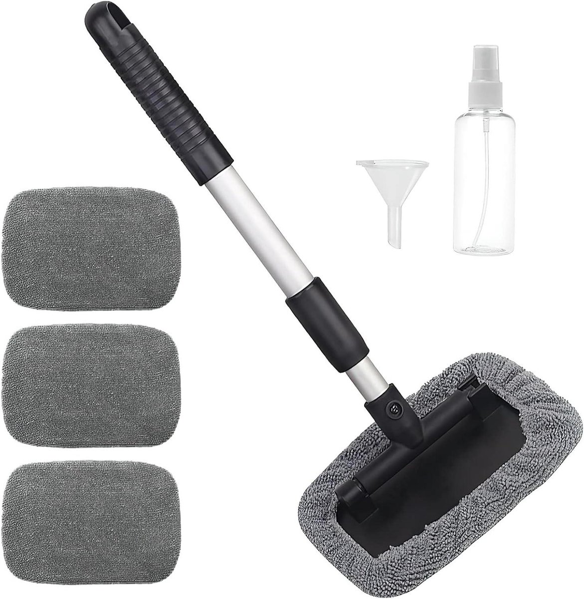 Auto Wasborstel - Ruitenreiniger Set - Auto Ramen Wassen - Verstelbare Steel - 45 cm Uitschuifbaar - Grijs