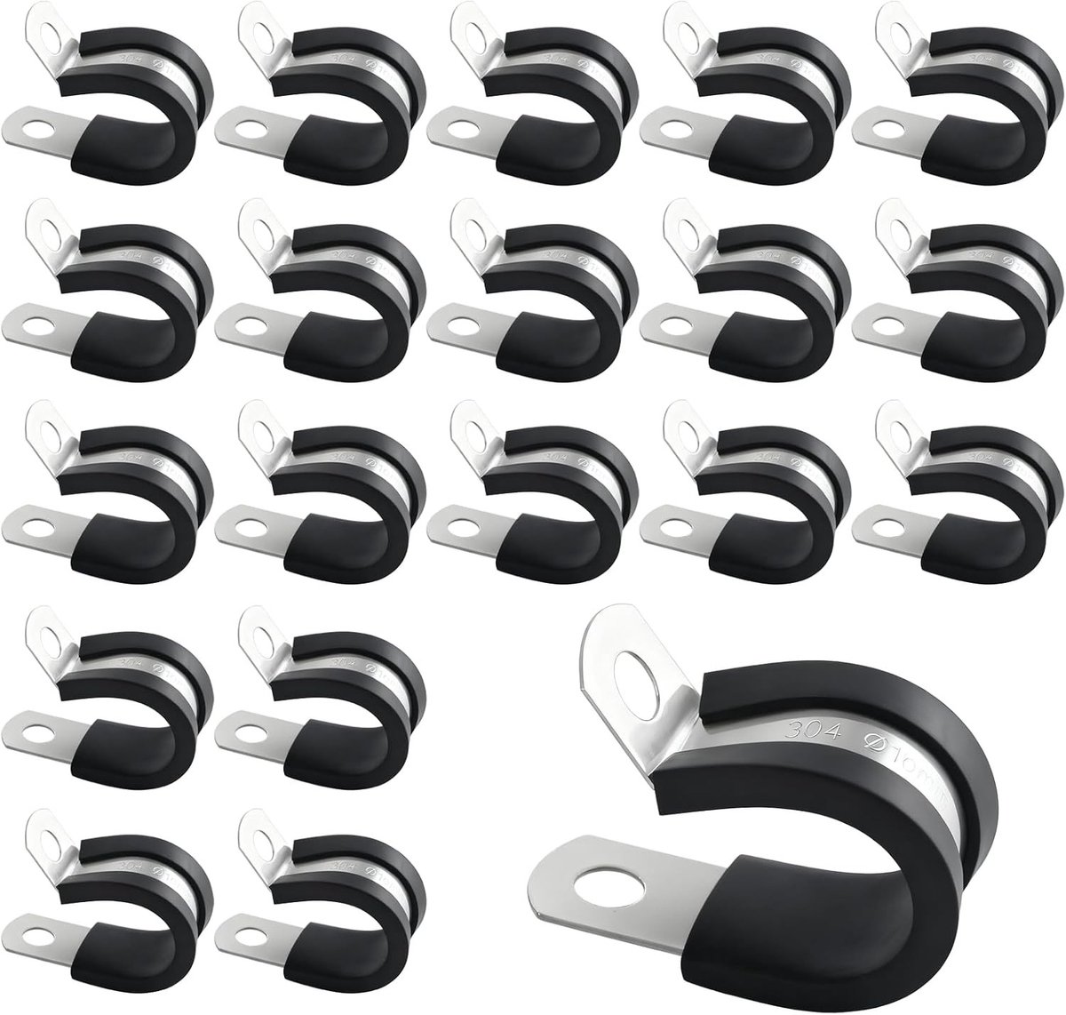 20 Stuks R-vormige Klemmen met Rubbervoering, 16mm Slangklemmen voor Kabel, Draad en Buizen, Perfect voor Bevestigen en Organiseren