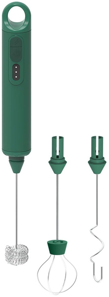 Elektrische melkopschuimer handheld - 3 snelheden - 3 mengkoppen - perfect voor latte en warme chocolademelk - ShopVlot