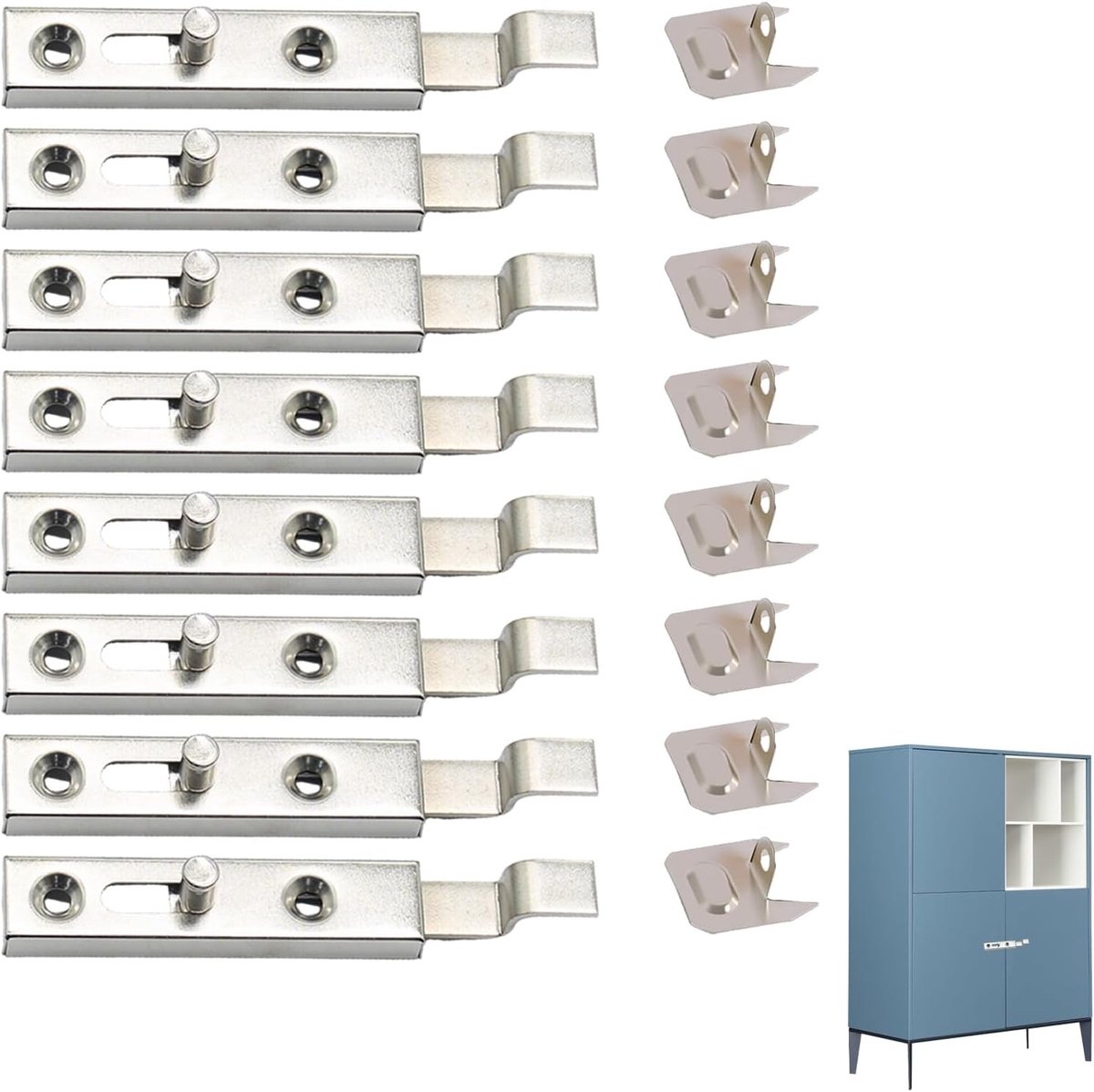 Meubelslot set van 8 stuks - voor deuren, kasten en badkamer - eenvoudig te installeren, afmetingen 70 x 1.2 cm, veilig en duurzaam