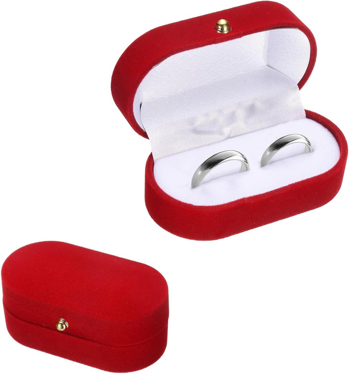 Vintage Fluwelen Ringdoos voor Verloving - Ovalen Huwelijksdoos voor Sieradenpresentatie, Draagbare Opbergdoos voor Vrouwen, Perfect voor Trouwaanzoek