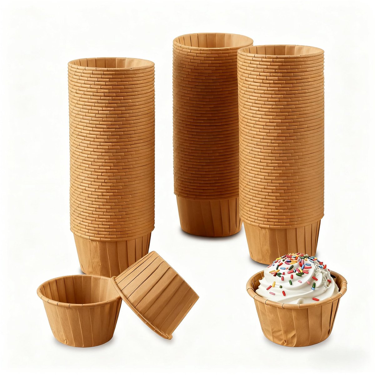 Muffinvormpjes 150 stuks - papieren cupcakevormen - bruin - ideaal voor feestjes - ShopVlot