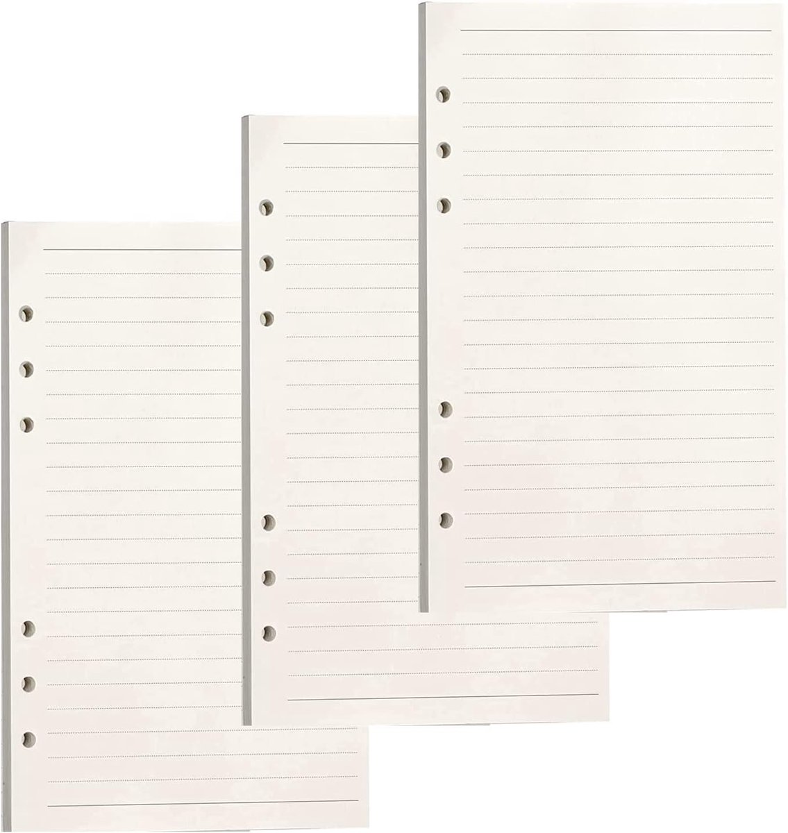 3 Packs A6 Horizontaal Lijn Navullingen, 135 Vellen Leeg Papier met 6 Gaten voor Filofax Notitieboeken, Geschikt voor Ringbanden en Notities