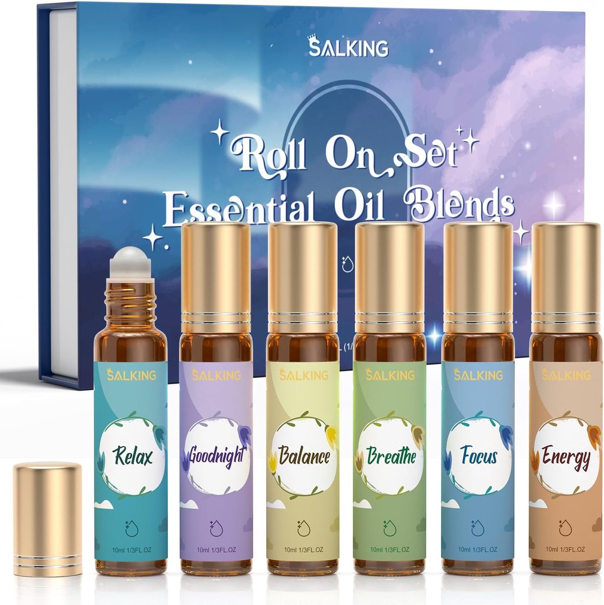 Oprolbare set etherische oliën 6 x 10 ml - roll-on geuren - aromatherapie - voor ontspanning - ShopVlot