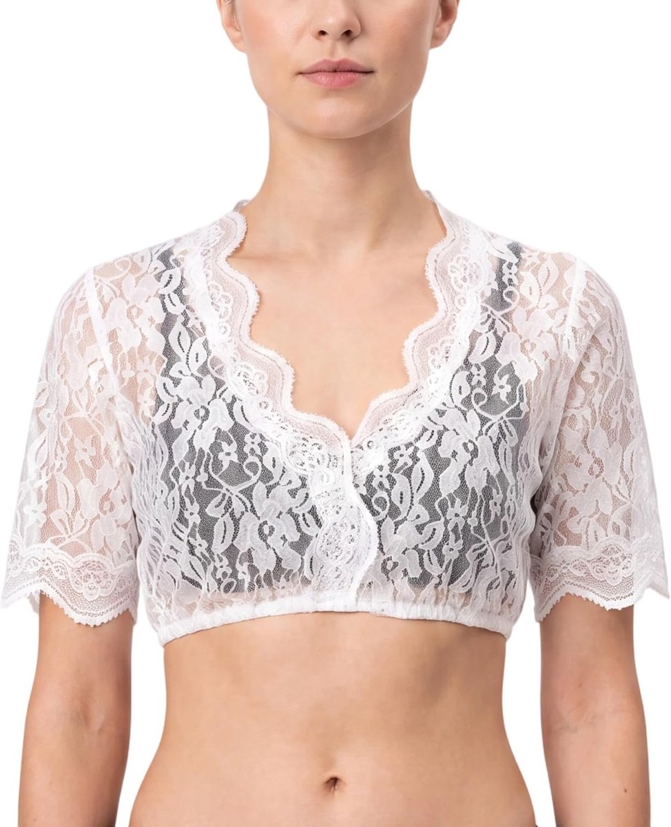 Elegante Transparante Dirndl Blouse voor Vrouwen met Halve Mouwen voor Oktoberfest en Feestjes