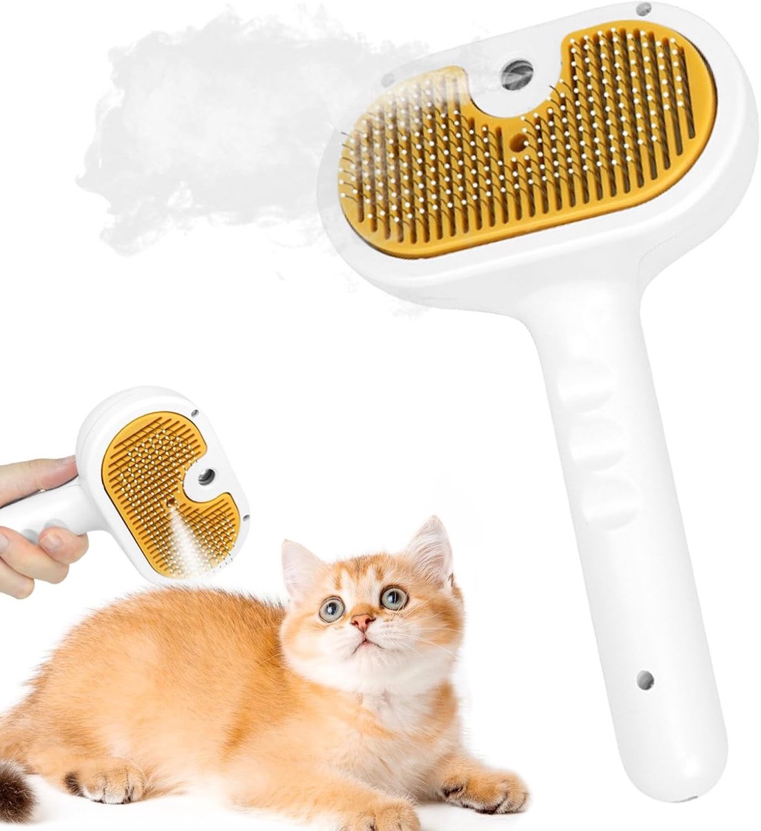 Haarborstel voor Huisdieren met Stoom en Waterreservoir, Ideaal voor Verzorging en Verwijdering van Dierenvacht, Geschikt voor Katten en Honden met Korte en Lange Vacht