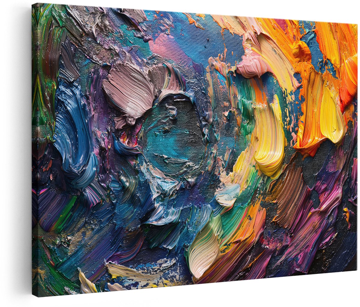 Artaza Canvas Schilderij Abstract - 180x120 cm - Groot - Wanddecoratie Modern - Muurdecoratie Kleurrijk - Decoratie Olieverf Textuur - Schilderijen Op Canvas