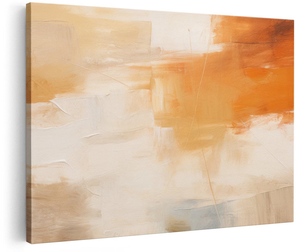 Artaza Canvas Schilderij Abstract - 180x120 cm - Groot - Wanddecoratie Modern - Muurdecoratie Beige - Decoratie Oranje - Schilderijen Op Canvas