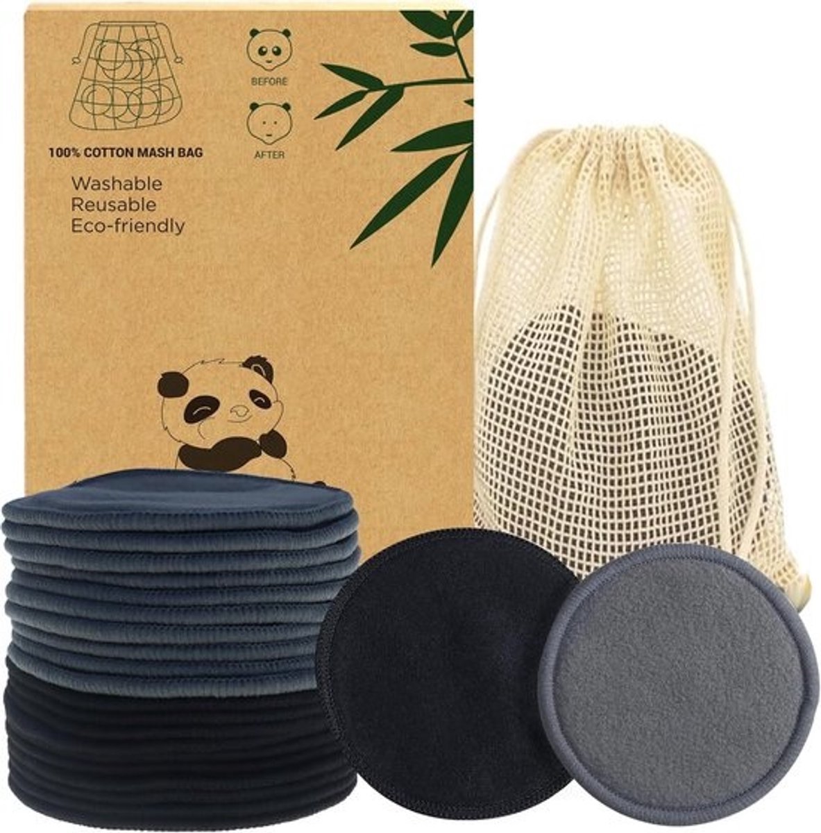 Herbruikbare Make-up Remover Pads (20 Stuks) met Waszak - Wasbaar Eco Vriendelijk
