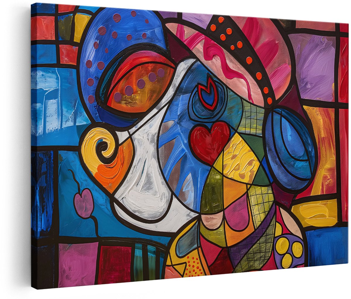Artaza Canvas Schilderij Hond Abstract - 180x120 cm - Groot - Wanddecoratie Modern - Muurdecoratie Kleurrijk - Decoratie Geometrisch Dieren