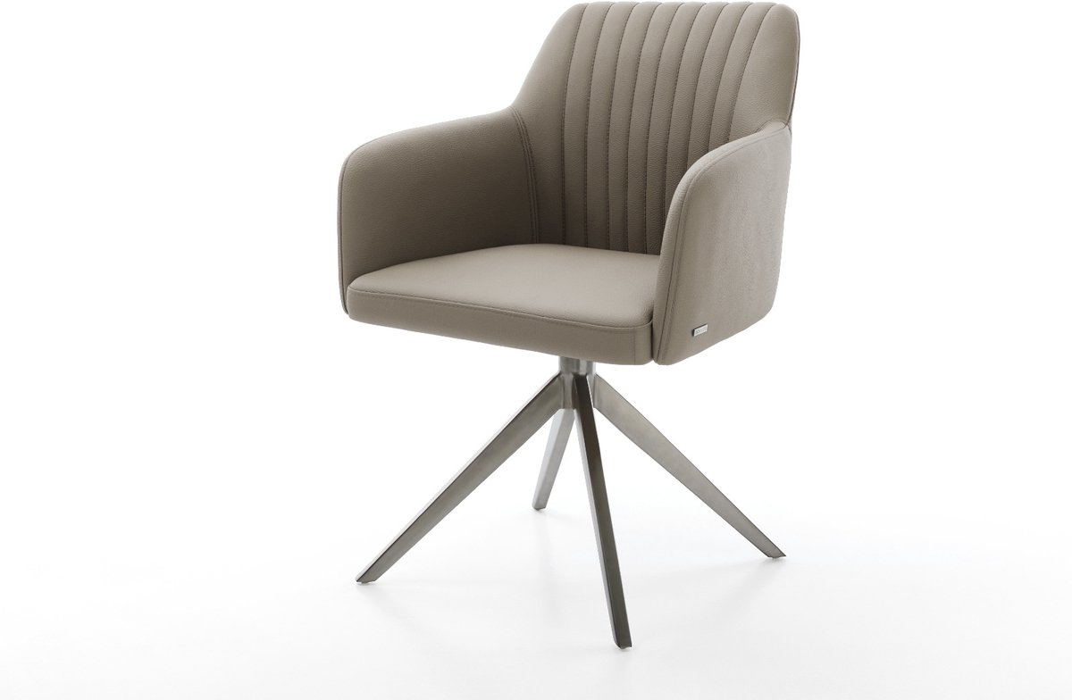 Eetkamerstoel Greg-Flex kruisframe breed grafiet echt leer mud 360° draaibaar rocker-functie pocketveer kern